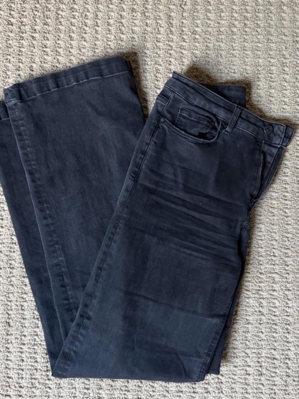 Paige Leenah Blacktop Destructed Jeans Women’s 30 High Rise Wide Leg Long Inseam